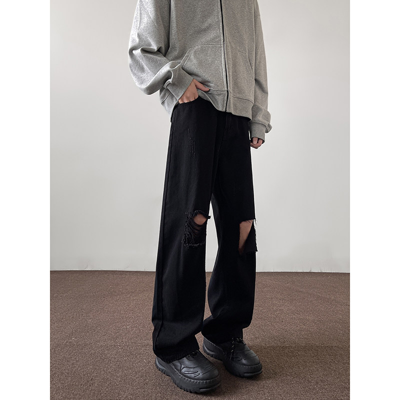 vibe牛仔裤休闲裤美式宽松直筒工装裤ins风潮牌裤子K491TP45控78,男装休闲裤,电商A102B