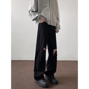 vibe牛仔裤休闲裤美式宽松直筒工装裤ins风潮牌裤子K491TP45控78图片