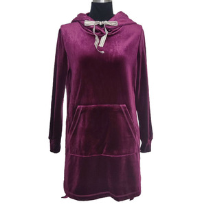 纤衣姐姐 摩 春秋 纯色葡萄紫大码宽松版连帽系带前置插手兜卫衣