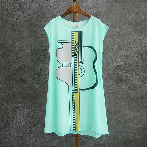 姐姐印花长款全棉内衬大码连衣裙