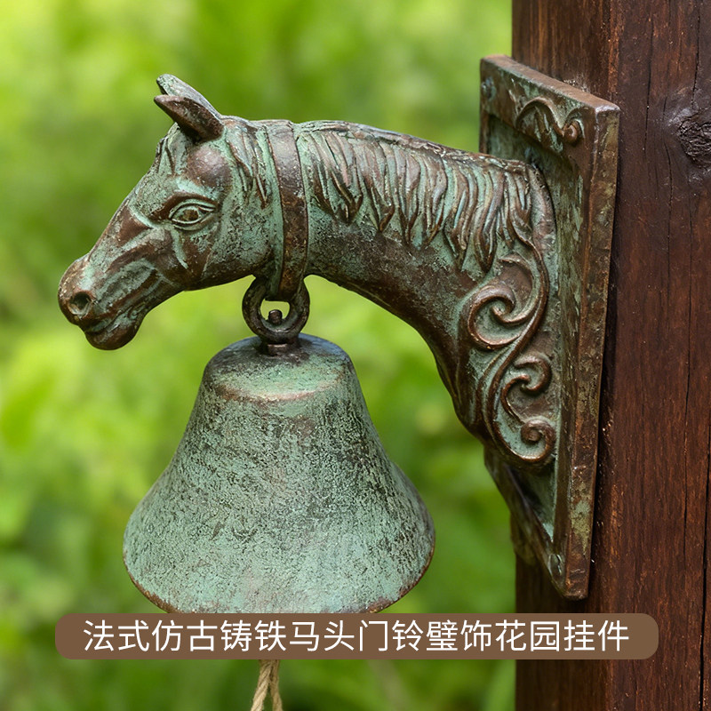 美国西部牛仔铸铁壁挂手摇门铃复古装饰欢迎光临门铃