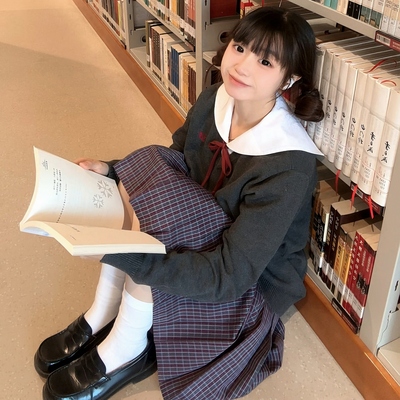 一封信校供感红格短裙中裙长裙