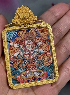 画布藏地手绘民族风吊坠白六臂