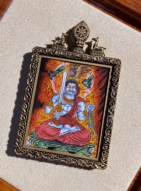 布本唐卡藏地手绘随身佩戴不动明