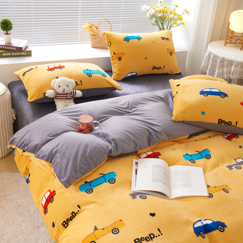 儿童卡通牛奶绒被罩2法兰绒被套