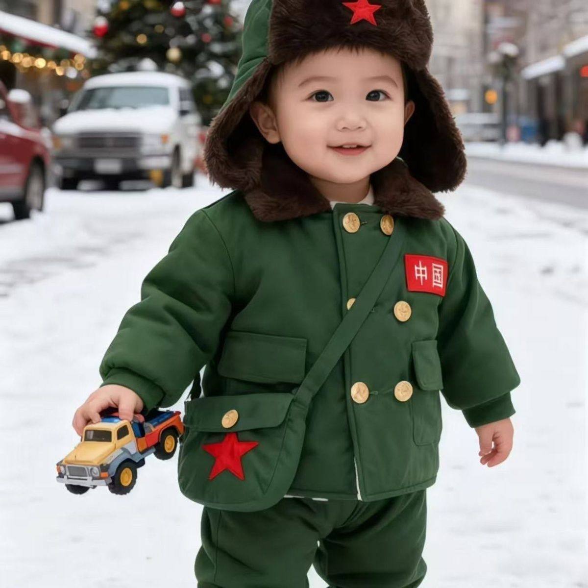 加厚衣服加棉男女婴幼儿冬季套装唐装