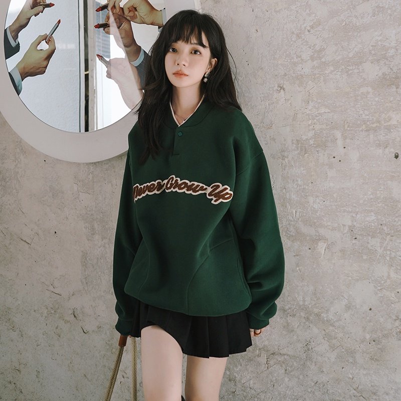 现货内附加绒卫衣小个子套头宽松卫衣女7202P95控148，女装卫衣/绒衫，浙宝218