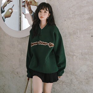 现货内附 加绒卫衣小个子套头宽松卫衣女7202 P95 控148,女装卫衣/绒衫,浙宝218