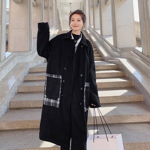 现货 韩版宽松中长款毛呢外套女7218 P185控258,女装毛呢外套,浙宝218