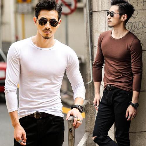 内搭紧身秋冬白色加绒长袖t恤