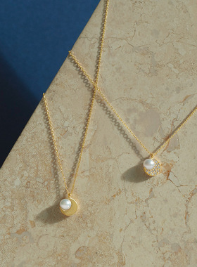 淡水珍珠纯银女暮光新月项链