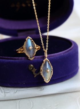 拉长石纯银女梦幻夜空星光项链