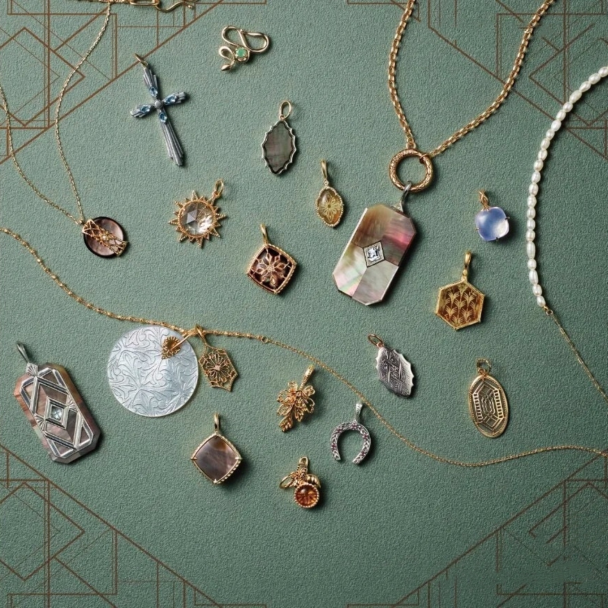 缤纷几何宝石纯银闪烁太阳项链