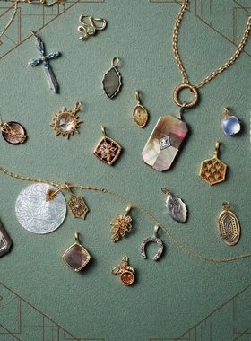 缤纷几何宝石纯银闪烁太阳项链