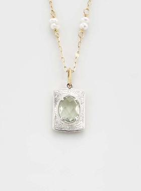 绿水晶纯银女维多利亚风项链