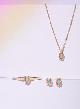 极光窗花项链纯银女欧泊