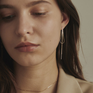 日系轻奢cocoshnik同款 小巧蝴蝶结流苏 蛇骨链 纯银镀金耳环