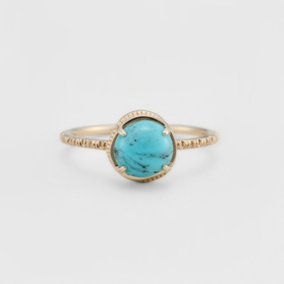 曲面波纹戒指绿松石日系