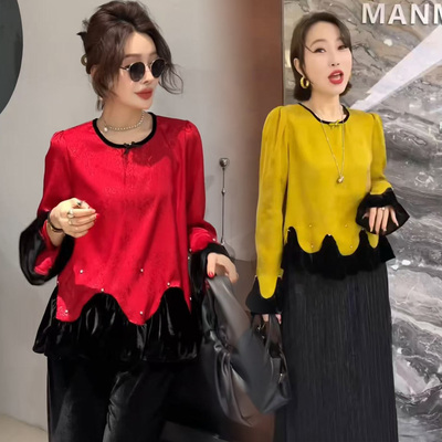 红色时尚本命年女打底衫时髦上衣