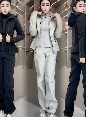 2026新款秋冬加绒运动三件套女装