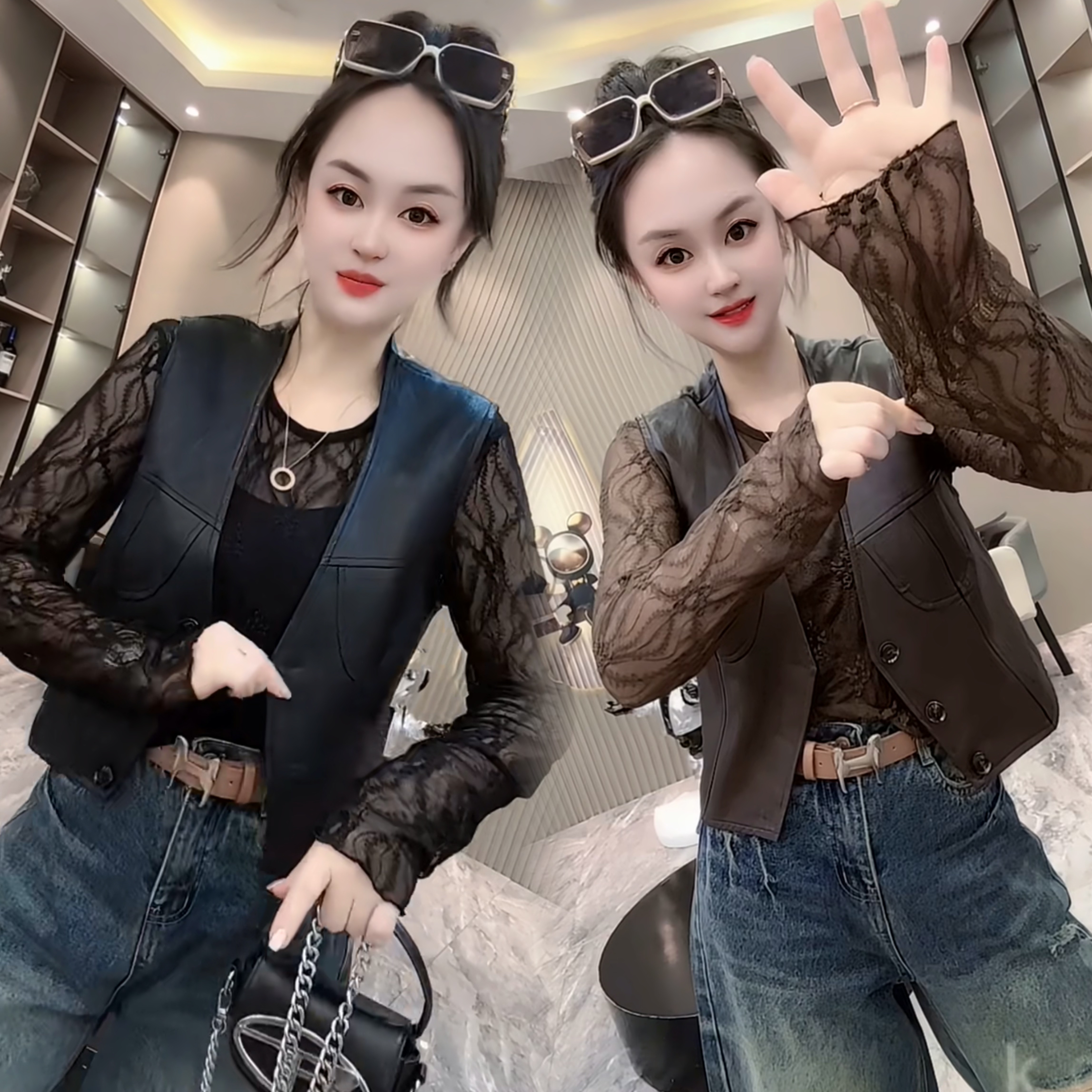 2026新款时尚减龄女皮马甲背心图片