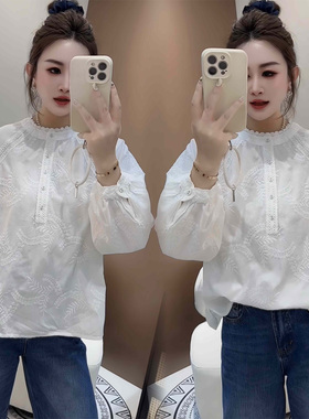 独特超好看白衬衫女2025新款早秋爆款宽松慵懒风时髦上衣单穿衬衣