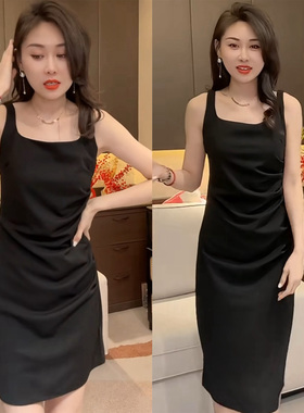 高级感吊带背心裙女夏外穿2026新款黑色打底内搭小个子长裙连衣裙