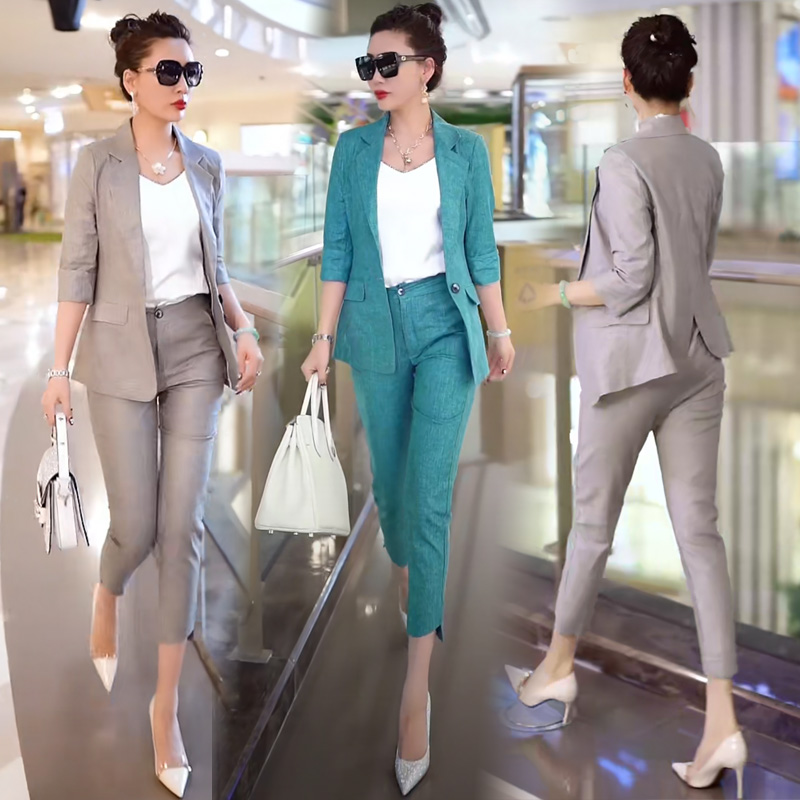 网红炸街小西装外套女亚麻春夏