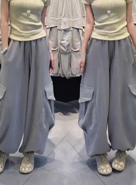 2026超火巨好看阔腿运动裤女韩系宽松bf慵懒风松弛感裤子灰色卫裤