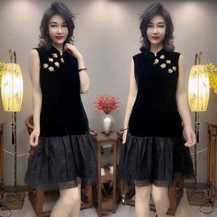 夏天巨好看的小裙子女2025新款夏日新中式黑色绝美凉快小众连衣裙