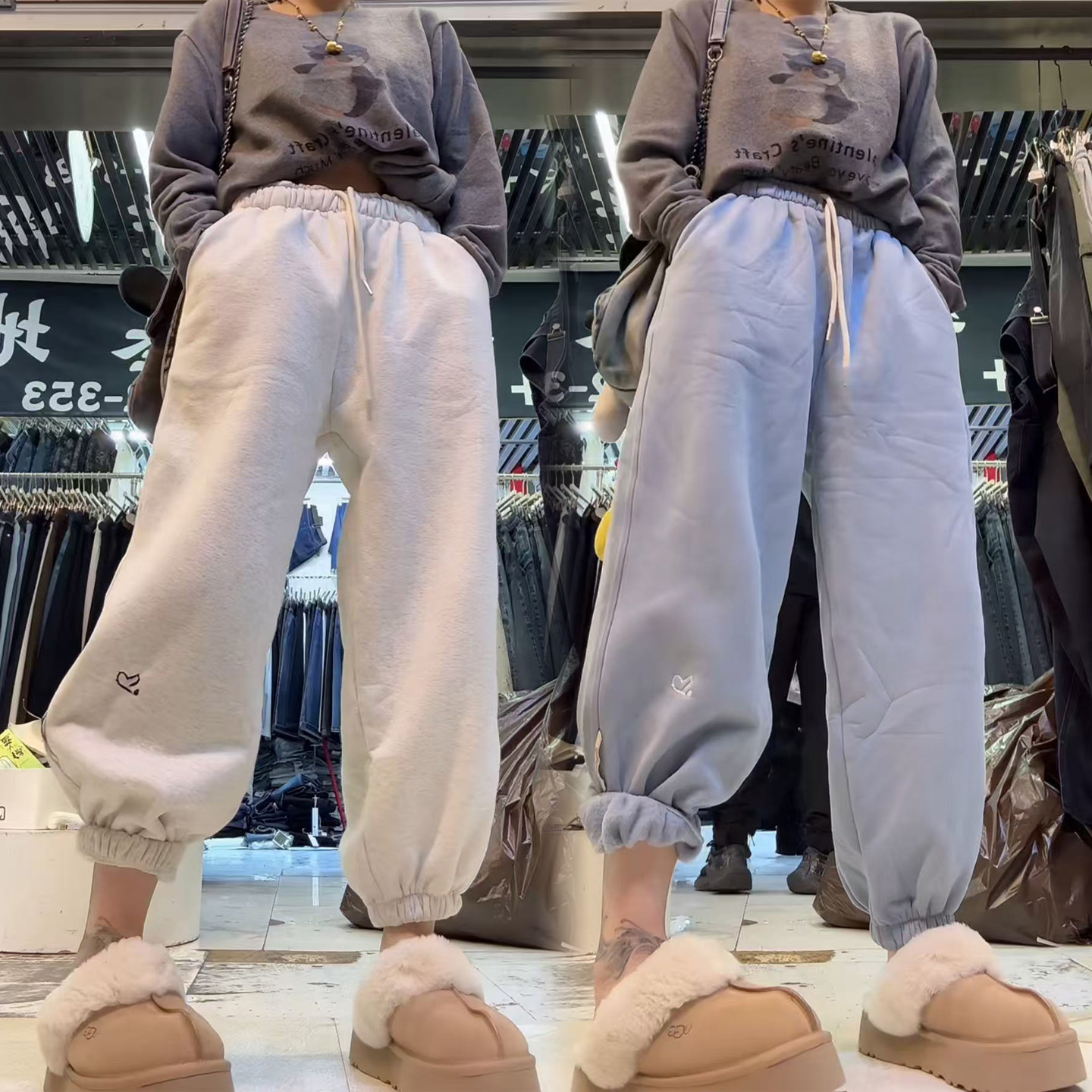 加绒卫裤女加厚运动裤女款