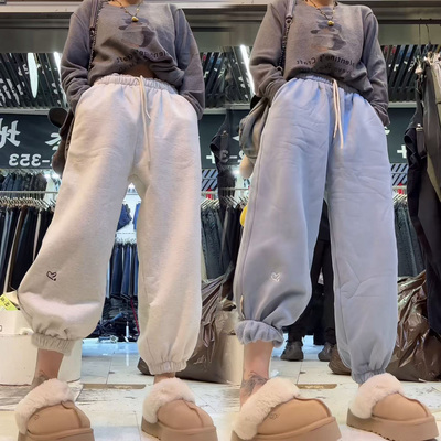 加绒卫裤女加厚运动裤女款