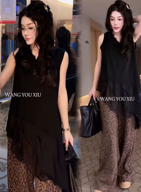 下摆带屁帘的蕾丝花边内搭上衣女叠穿无袖背心高级感可外穿打底衫