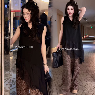 下摆带屁帘的蕾丝花边内搭上衣女叠穿无袖背心高级感可外穿打底衫