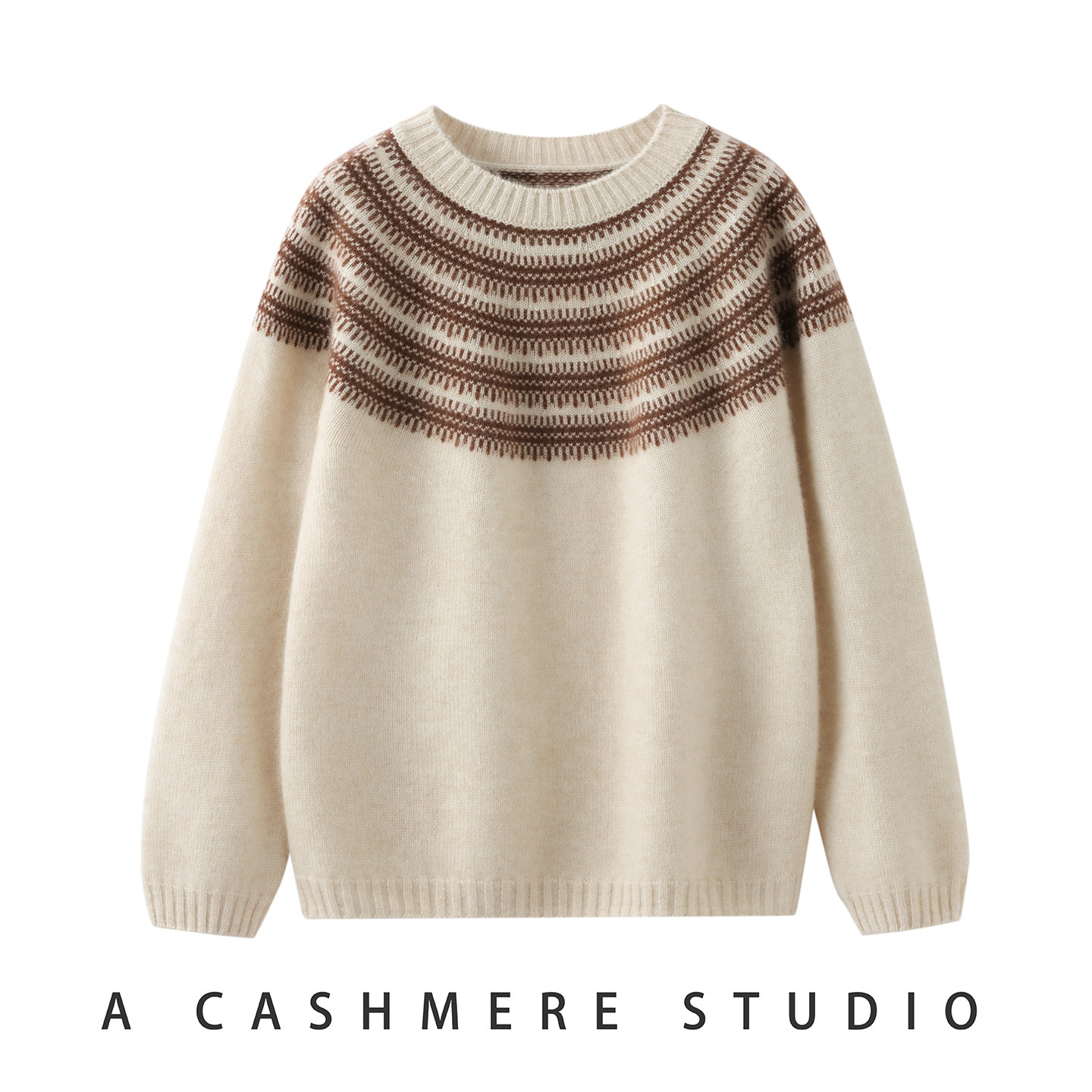 2025冬儿童圆领费尔岛提花纯山羊绒衫男童秋冬中大童女童打底毛衣