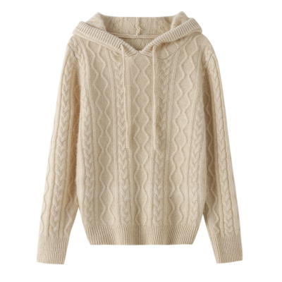 休闲秋冬季纯山羊绒连帽毛衣