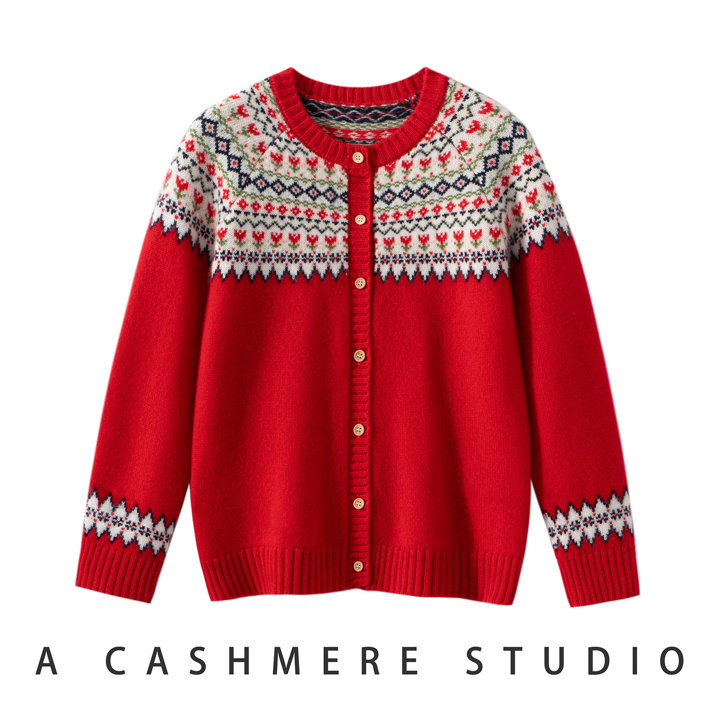 儿童100纯山羊绒费尔岛开衫男女童毛线衣圆领针织衫秋冬毛衣外套