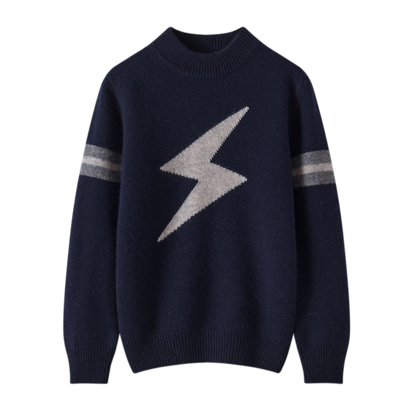 儿童闪电提花100纯山羊绒衫半高领针织上衣冬季男童内搭加厚毛衣