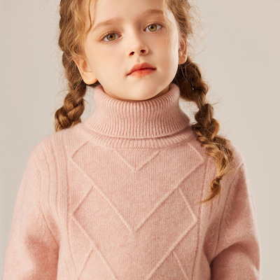 高端时尚儿童全羊绒高领加厚毛衣