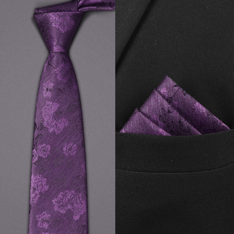 紫色风铃牡丹花设计小众领带男士高档正装商务新郎结婚衬衫手打潮