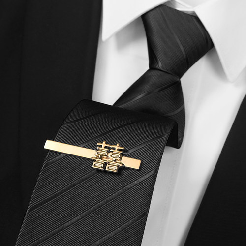 男士领带结婚新郎黑色商务拉链式高级感婚礼正装西装衬衫配饰灰色