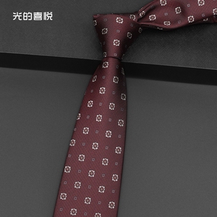 古堡蔷薇 复古暗红色手打刺绣领带结婚新郎古着男士西装衬衫配饰