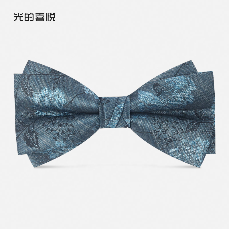 国风花纹领结婚礼男士结婚新郎西装配饰高档领结蝴蝶结口袋巾套装