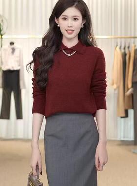 G家专柜正品2025秋新款时尚POLO领长袖针织衫毛衣138072-7T47425