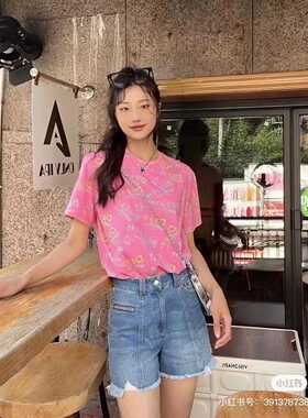 G家专柜正品2025夏季新款印花字母短袖T恤女1300356-4A35655-001