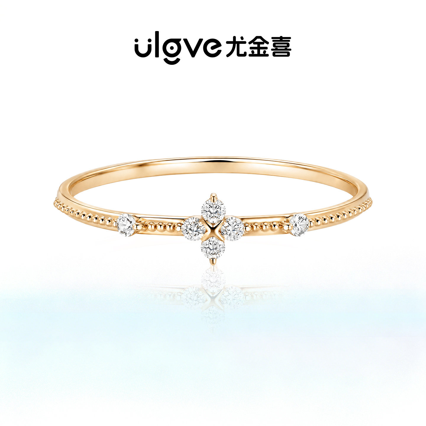 【七夕礼物】尤金喜 18K金钻戒指小星星细圈叠戴钻戒密镶排钻通勤 - 实物图