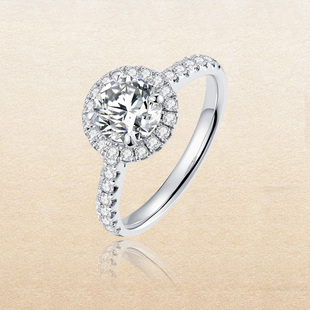 尤金喜 18K金人工培育钻石戒指女小众设计圆围镶钻戒一克拉求婚