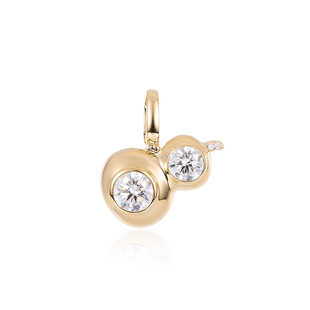 尤金喜 18K金人工培育钻葫芦吊坠福葫设计通勤百搭钻石挂坠项链女