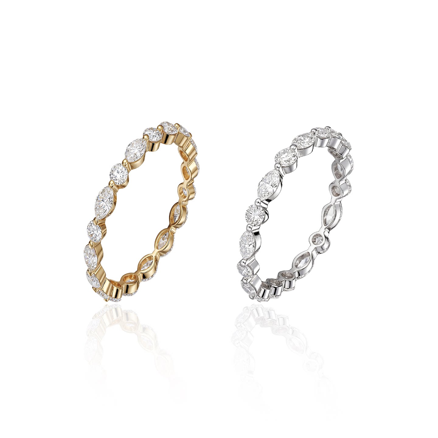 尤金喜 18K金人工培育钻石戒指女马眼通勤排戒简约指环日常款钻戒