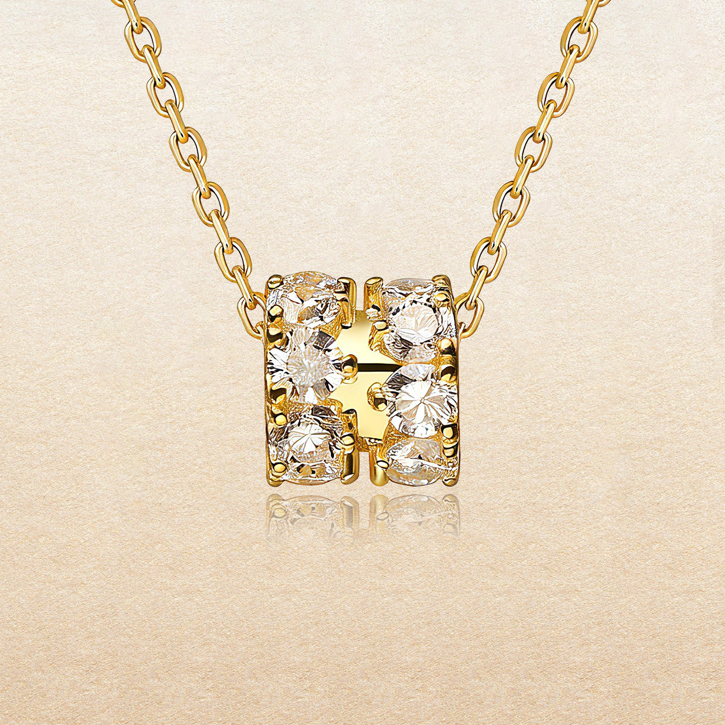 尤金喜 18K金培育钻石项链小蛮腰转运珠路路通手串白金铂金吊坠女